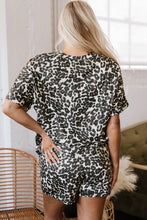 Load image into Gallery viewer, Black Cheetah Printed Casual Tee and Shorts Lounge Set
