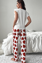 Load image into Gallery viewer, Red Ruffled Tank Top And Heart Print Pants Lounge Set
