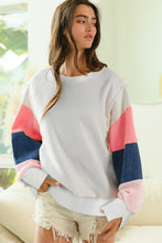 Load image into Gallery viewer, White French Terry Color Block Long Sleeve Top
