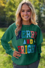 Load image into Gallery viewer, Blackish Green Merry And Bright Cable Knit Pullover Sweatshirt
