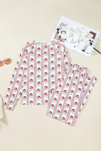 Load image into Gallery viewer, White Father Christmas Striped Print Contrast Drawstring Lounge Pant Set
