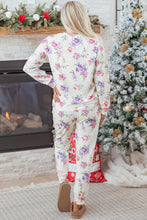 Load image into Gallery viewer, Apricot Floral Print Pullover Drawstring Lounge Pants Set
