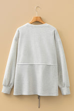 Load image into Gallery viewer, Light Grey Drawstring Waist Tunic Solid Sweatshirt
