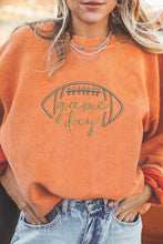 Load image into Gallery viewer, Orange Rugby Game Day Embroidered Corduroy Sweatshirt
