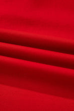 Load image into Gallery viewer, Fiery Red Contrast Striped Collar Patchwork Puff Sleeve Ruffle Hem Mini Dress
