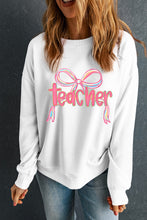 Load image into Gallery viewer, White Teacher Bow PNG Graphic Pullover Sweatshirt
