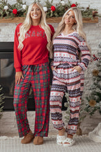 Load image into Gallery viewer, Red Plaid Mama Graphic Christmas Holiday Crewneck Pullover and Pants Two Piece Lounge Set
