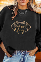 Load image into Gallery viewer, Black Rugby Game Day Embroidered Corduroy Sweatshirt
