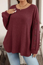 Load image into Gallery viewer, Wild Ginger Plus Size Ribbed Button Decor Long Sleeve Loose Top
