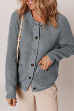 Load image into Gallery viewer, Medium Grey Chunky Buttoned Front Round Neck Cardigan Sweater
