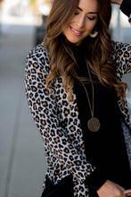 Load image into Gallery viewer, Black Leopard Patched Pocket Open Front Cardigan

