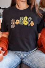 Load image into Gallery viewer, Black gobble Sequin Letter Graphic Thanksgiving T Shirt
