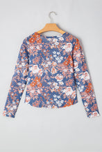 Load image into Gallery viewer, Orchid Petal Floral Print Mesh Fitted Long Sleeve Top
