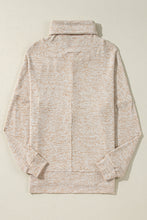 Load image into Gallery viewer, Apricot Drawstring Cowl High Neck Long Sleeve Split Top
