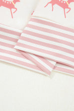 Load image into Gallery viewer, Pink Bow Christmas Tree Print Contrast Striped Banding 2pcs Lounge Set
