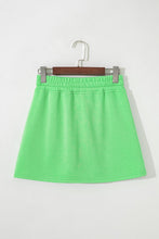 Load image into Gallery viewer, Light Green French Terry Drawstring Elastic Waistband Mini Skort with Pockets
