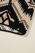 Load image into Gallery viewer, Black Plus Size Western Aztec Pattern Half Button Collared Plush Sweatshirt
