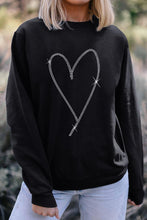 Load image into Gallery viewer, Black Rhinestone Heart Pattern Valentines Fashion Sweatshirt
