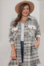 Load image into Gallery viewer, Gray Plus Size Macrame Plaid Coat
