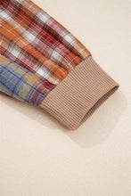 Load image into Gallery viewer, Straw Yellow Waffle Stripe Plaid Patchwork Henley Knit Top
