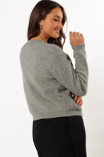Load image into Gallery viewer, Philippine Gray Ribbed Knit Bow Front Buttoned Cardigan
