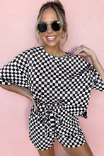 Load image into Gallery viewer, Black Checkered Top and Short Casual 2pcs Set
