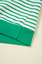 Load image into Gallery viewer, Bright Green Striped Exposed Seam Patchwork Loose Pullover Top
