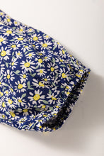 Load image into Gallery viewer, Blue Boho Floral Print Smocked Square Neck Loose Fit Blouse
