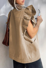 Load image into Gallery viewer, Pale Khaki Ruffled Patchwork Denim Jacket Vest
