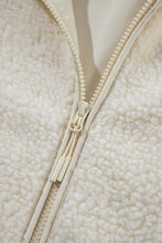 Load image into Gallery viewer, Beige Fleece Zip Up Drawstring Hooded Pocketed Jacket

