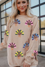 Load image into Gallery viewer, Apricot Turkey Graphic Corded Baggy Sweatshirt
