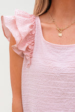 Load image into Gallery viewer, Gossamer Pink Textured Bow Knot Frilled Butterfly Sleeve Blouse
