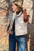 Load image into Gallery viewer, Khaki Contrast Plaid Quilted Button Zip Up Vest
