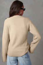 Load image into Gallery viewer, Parchment Solid Textured Knit Split Cuff Drop Shoulder Loose Sweater
