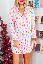 Load image into Gallery viewer, Pink Christmas Twinkle Tree Print Shirt Sleep Dress
