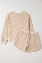 Load image into Gallery viewer, Parchment Solid Color Quilted Long Sleeve Top and Shorts Set
