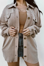 Load image into Gallery viewer, Smoke Gray Solid Corded Drop Shoulder Plus Size Shacket
