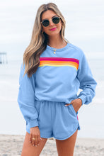 Load image into Gallery viewer, Beau Blue Accent Pullover and Shorts Two Piece Casual Set
