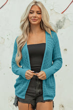 Load image into Gallery viewer, Lapis Mix Pattern Hollowed Knit Open Front Cardigan
