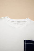 Load image into Gallery viewer, White Exposed Seam Detail Color Block Patch Pocket Drop Shoulder Sweatshirt
