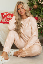 Load image into Gallery viewer, Apricot Christmas Tree Print Loose Fit Two Piece Pajama Set
