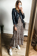 Load image into Gallery viewer, Apricot Leopard Print Tiered Wide Sleeve Maxi Dress
