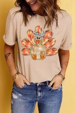 Load image into Gallery viewer, Khaki Thanksgiving Bowknot Turkey Graphic Crewneck Tee
