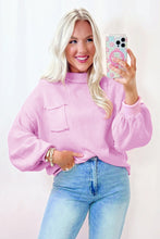 Load image into Gallery viewer, Pink Raw Edge Ribbed Detail Drop Shoulder Sweater
