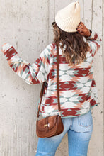 Load image into Gallery viewer, Fiery Red Western Aztec Buttoned Zipper Pockets Fleece Jacket
