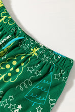 Load image into Gallery viewer, Green Christmas Tree Print V Neck Tee and Pants Lounge Set

