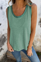 Load image into Gallery viewer, Mist Green Metallic Sheen Edge Scoop Neck Tank Top
