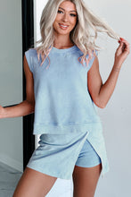 Load image into Gallery viewer, Myosotis 2 Pieces Mineral Wash Cotton Tank Top Lined Split Skirt Set
