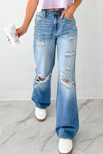Load image into Gallery viewer, Myosotis Mid Rise Distressed Sneak Peek Straight Leg Jeans
