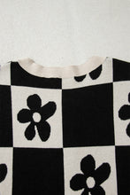 Load image into Gallery viewer, Black Flower Plaid Henley Baggy Sweater
